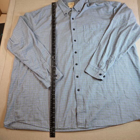 LL Bean XXXL Tall Traditional Fit Cotton Button Down Shirt Blue Check - Picture 6 of 13